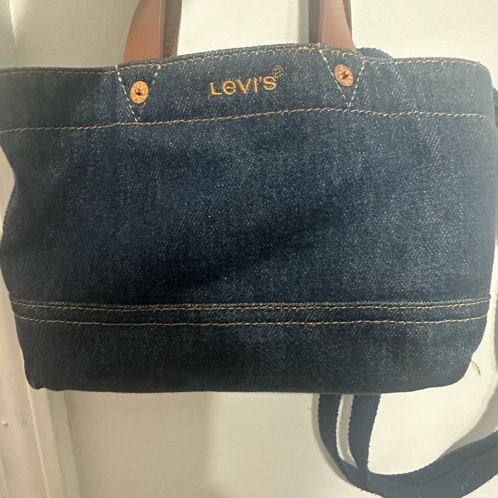 Levi's Blue Denim Bag with Brown Straps